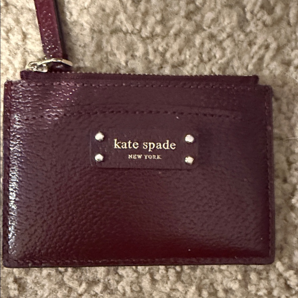 kate spade burgundy leather wristlet card case